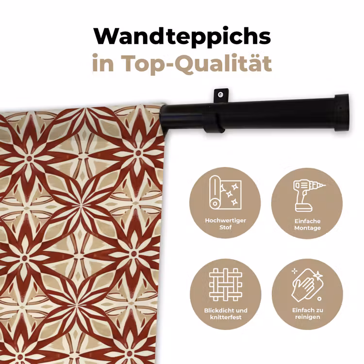Wandteppich - Bordeauxrot – Geometrisch – Fliese – Muster — 7