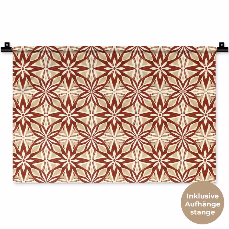 Wandteppich - Bordeauxrot – Geometrisch – Fliese – Muster — 9