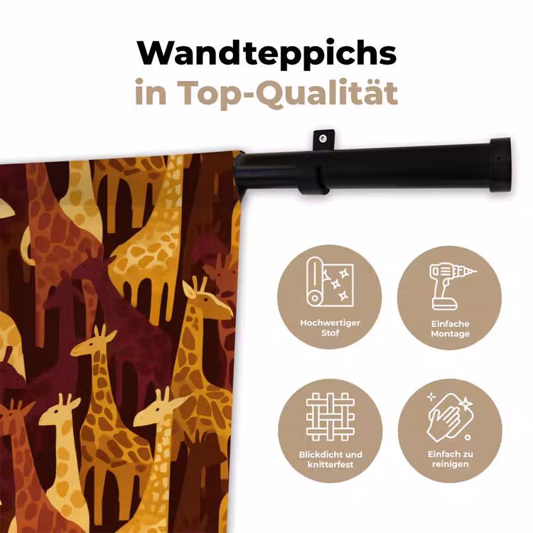 Wandteppich - Braun – Giraffen – Safari – Muster — 7