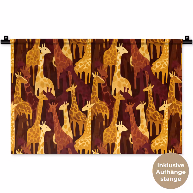 Wandteppich - Braun – Giraffen – Safari – Muster — 9