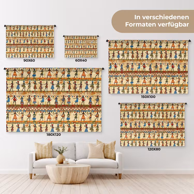Wandteppich - Farbenfroh – Afrikanisch – Ethnisch – Tanzende Frauen – Muster — 8