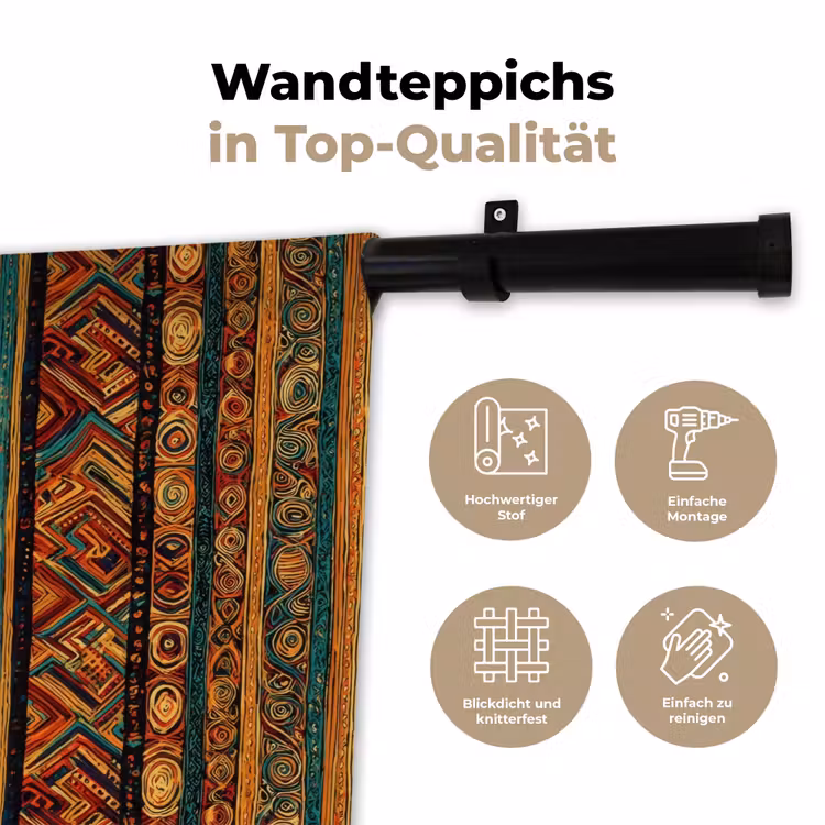 Wandteppich - Farbenfroh – Ethnisch – Folkloristisch – Gemustert — 7