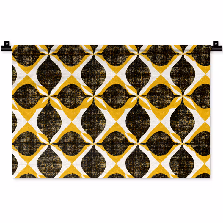 Wandteppich - Gelb – Schwarz – Geometrisch – Retro – Struktur — 1