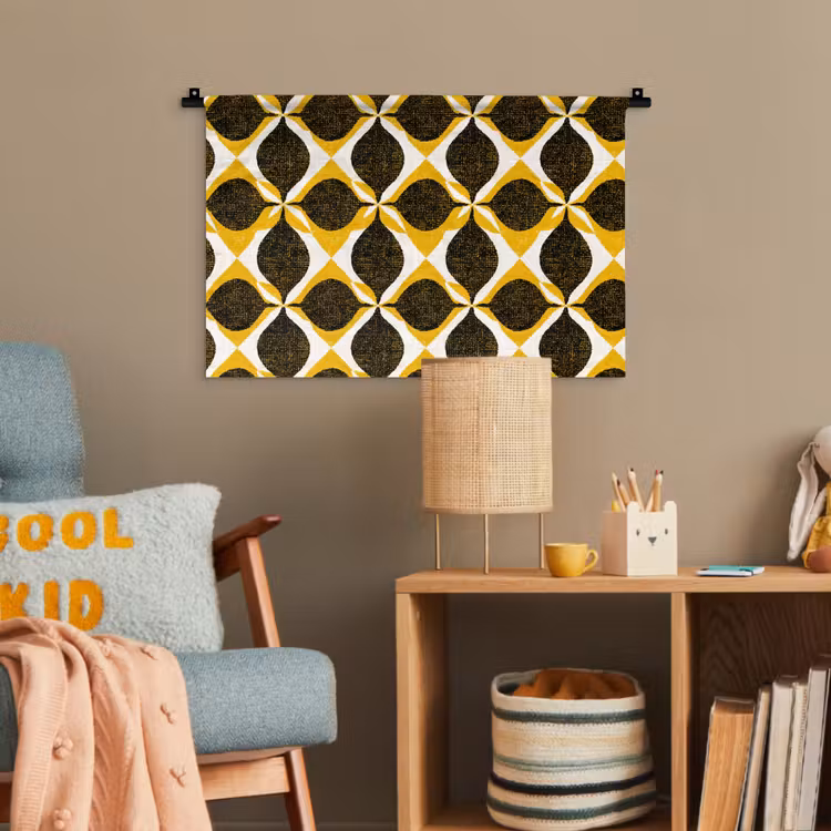Wandteppich - Gelb – Schwarz – Geometrisch – Retro – Struktur — 5