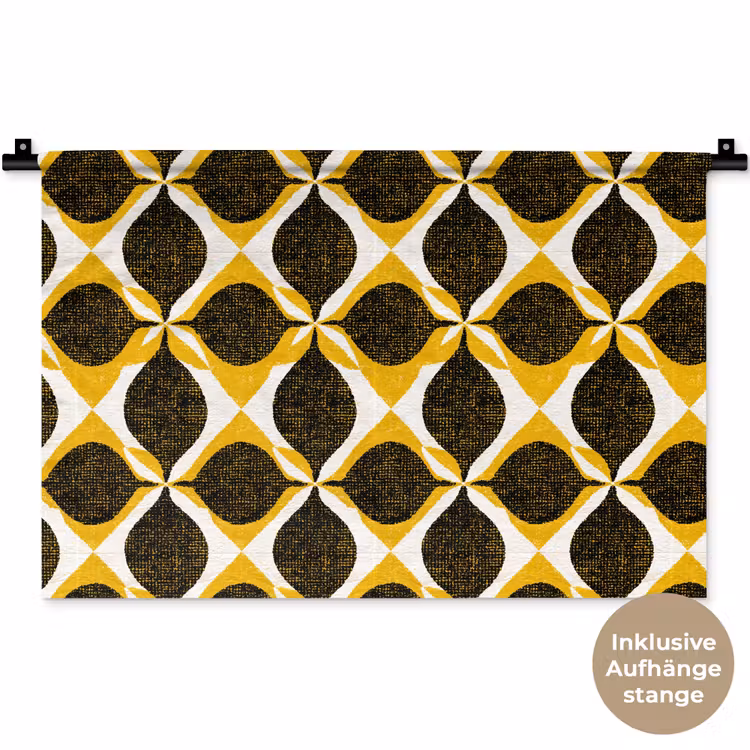 Wandteppich - Gelb – Schwarz – Geometrisch – Retro – Struktur — 9