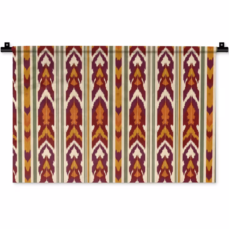 Wandteppich - Ikat – Bordeauxrot – Ethno – Muster — 1