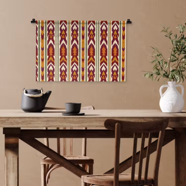 Wandteppich - Ikat – Bordeauxrot – Ethno – Muster — 3