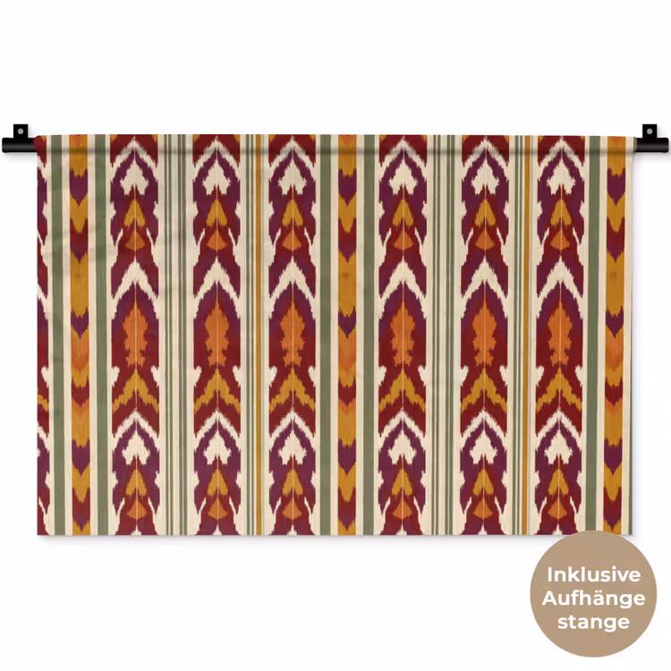 Wandteppich - Ikat – Bordeauxrot – Ethno – Muster — 9