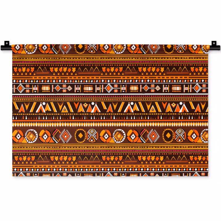 Wandteppich - Orange – Ethnisch – Tribal – Geometrisch – Muster — 1