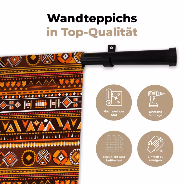 Wandteppich - Orange – Ethnisch – Tribal – Geometrisch – Muster — 7