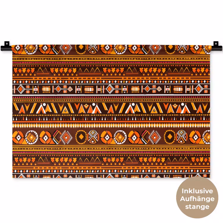 Wandteppich - Orange – Ethnisch – Tribal – Geometrisch – Muster — 9
