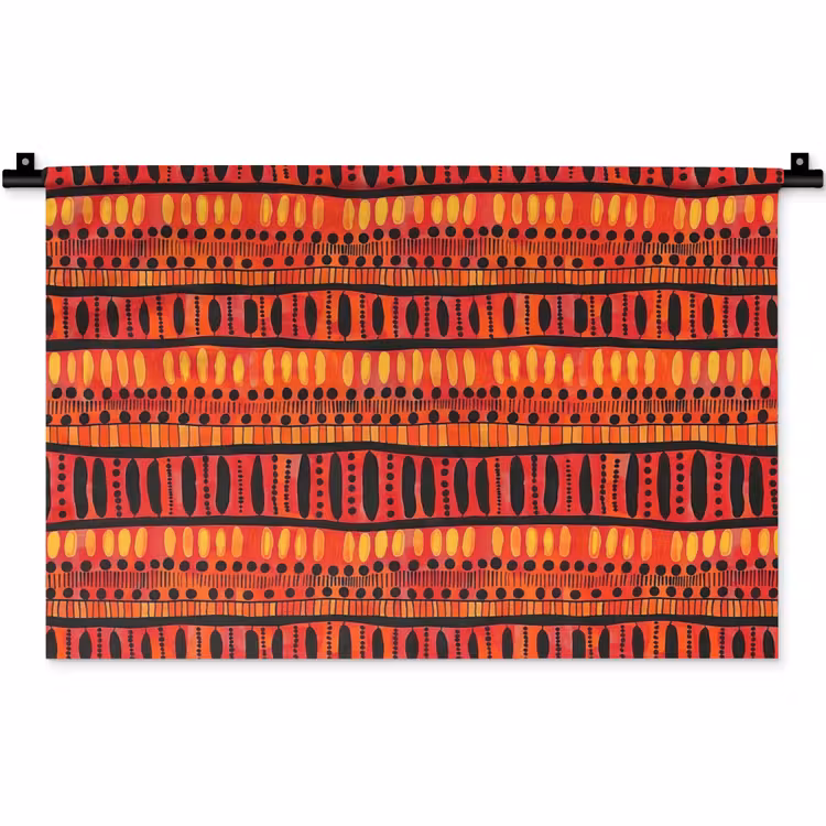 Wandteppich - Rot – Orange – Ethnisch – Ausdrucksstark – Muster — 1