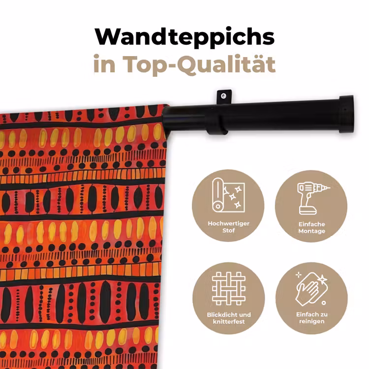 Wandteppich - Rot – Orange – Ethnisch – Ausdrucksstark – Muster — 7
