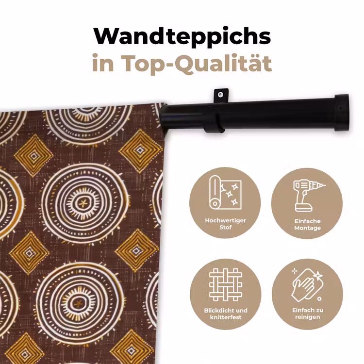 Wandteppich - Schokoladenbraun – Ethno – Tribal – Kreise – Muster — 7