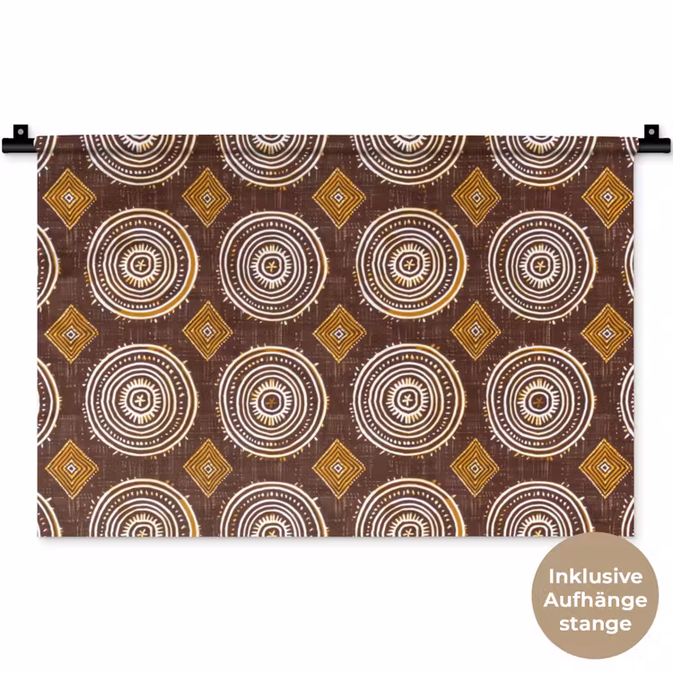 Wandteppich - Schokoladenbraun – Ethno – Tribal – Kreise – Muster — 9
