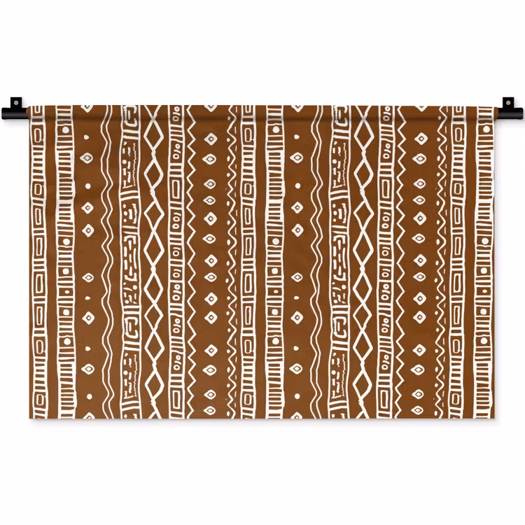 Wandteppich - Schokoladenbraun – Ethno – Tribal – Muster — 1