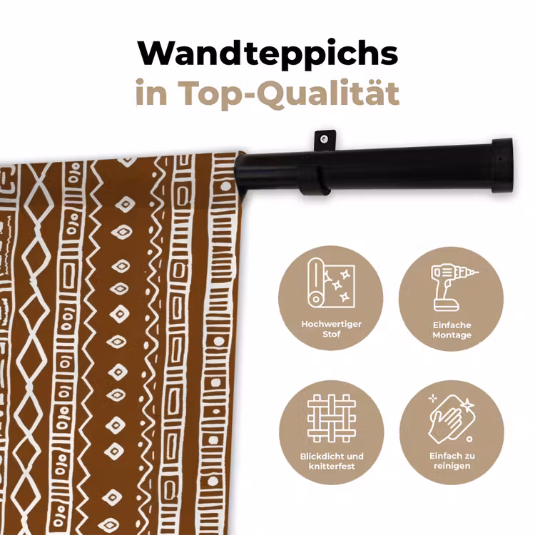 Wandteppich - Schokoladenbraun – Ethno – Tribal – Muster — 7