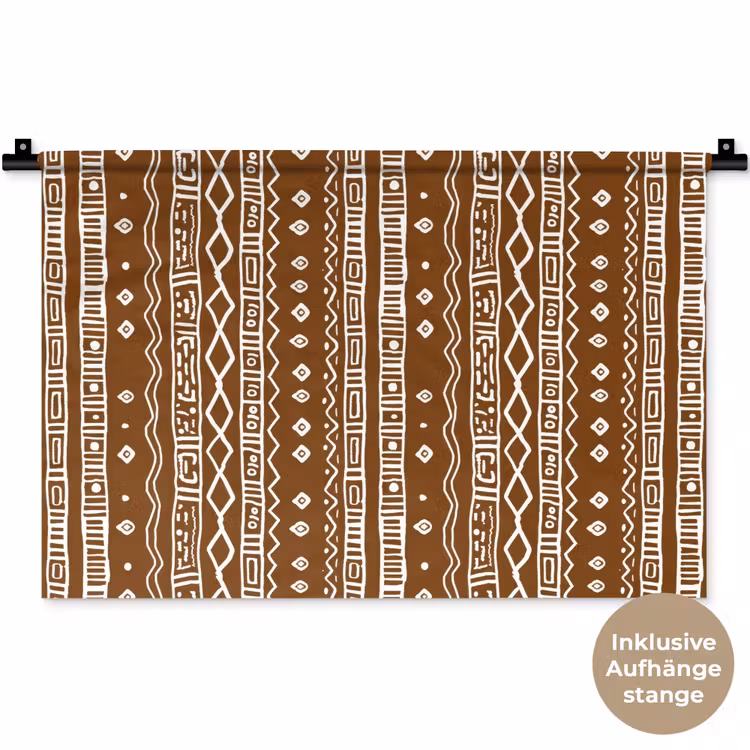 Wandteppich - Schokoladenbraun – Ethno – Tribal – Muster — 9