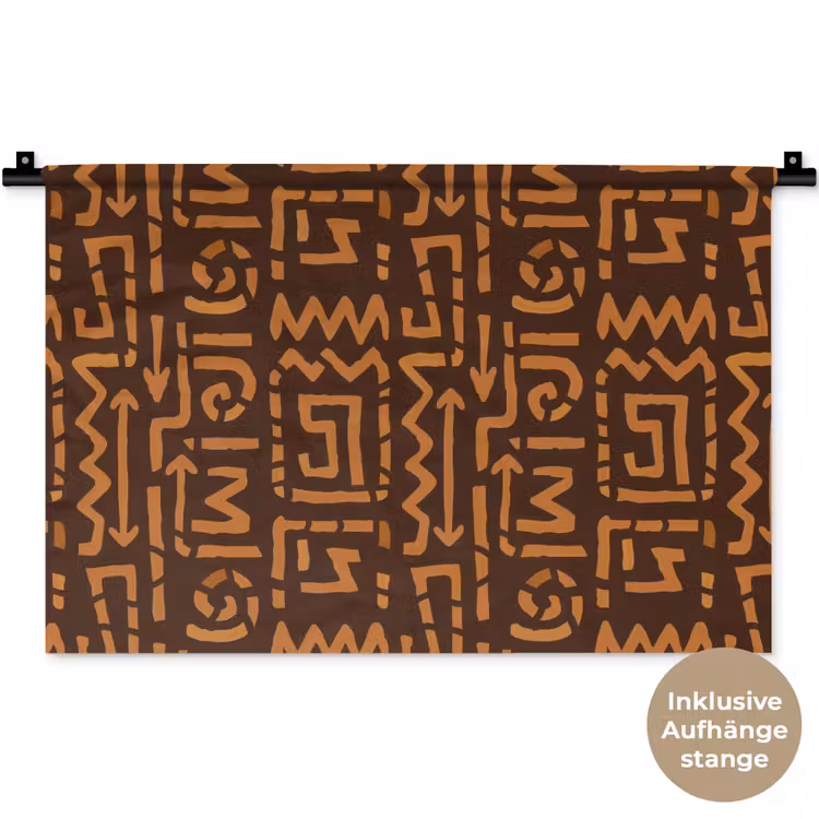 Wandteppich - Schokoladenbraun – Ethno – Tribal – Symbole — 9