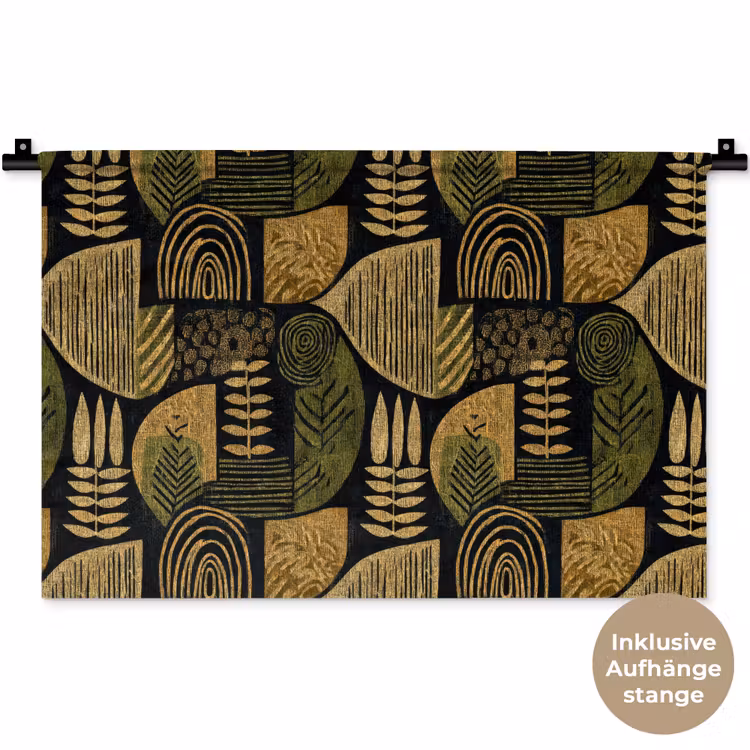 Wandteppich - Schwarz – Ockergelb – Botanisch – Textur — 9