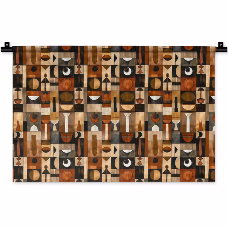 Wandteppich - Terrakotta – Geometrisch – Mid-Century – Muster — 1