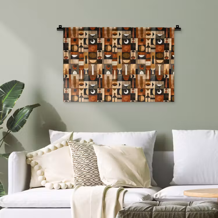 Wandteppich - Terrakotta – Geometrisch – Mid-Century – Muster — 4