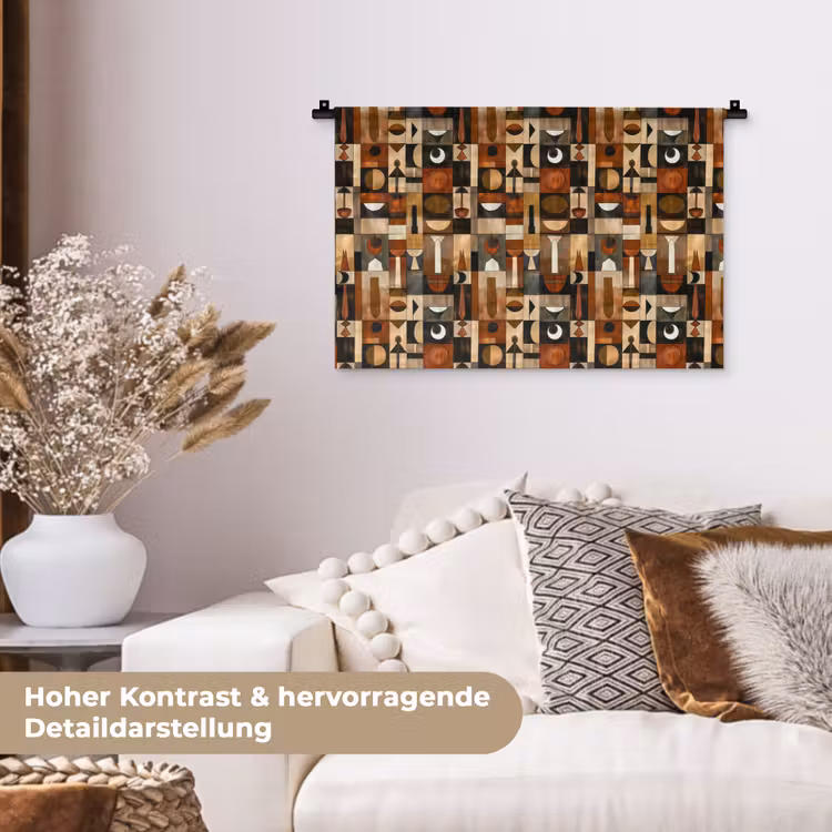 Wandteppich - Terrakotta – Geometrisch – Mid-Century – Muster — 6