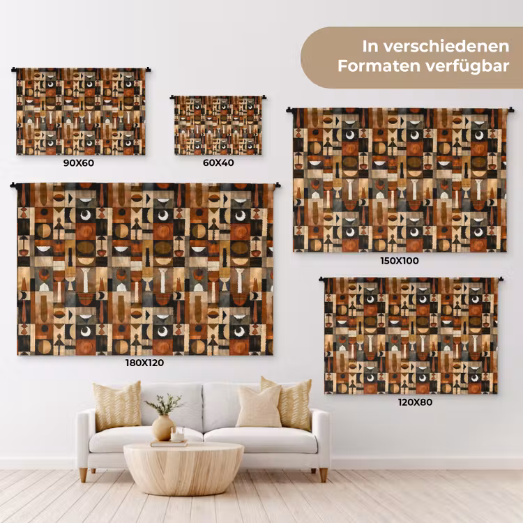 Wandteppich - Terrakotta – Geometrisch – Mid-Century – Muster — 8