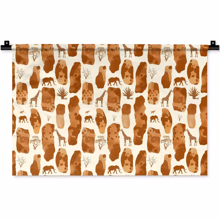 Wandteppich - Terrakotta – Safari – Tiere – Muster — 1