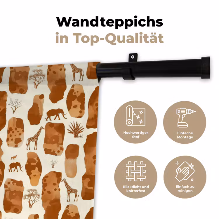 Wandteppich - Terrakotta – Safari – Tiere – Muster — 7