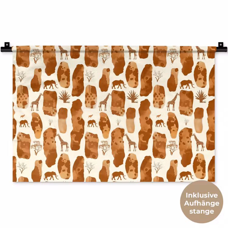 Wandteppich - Terrakotta – Safari – Tiere – Muster — 9