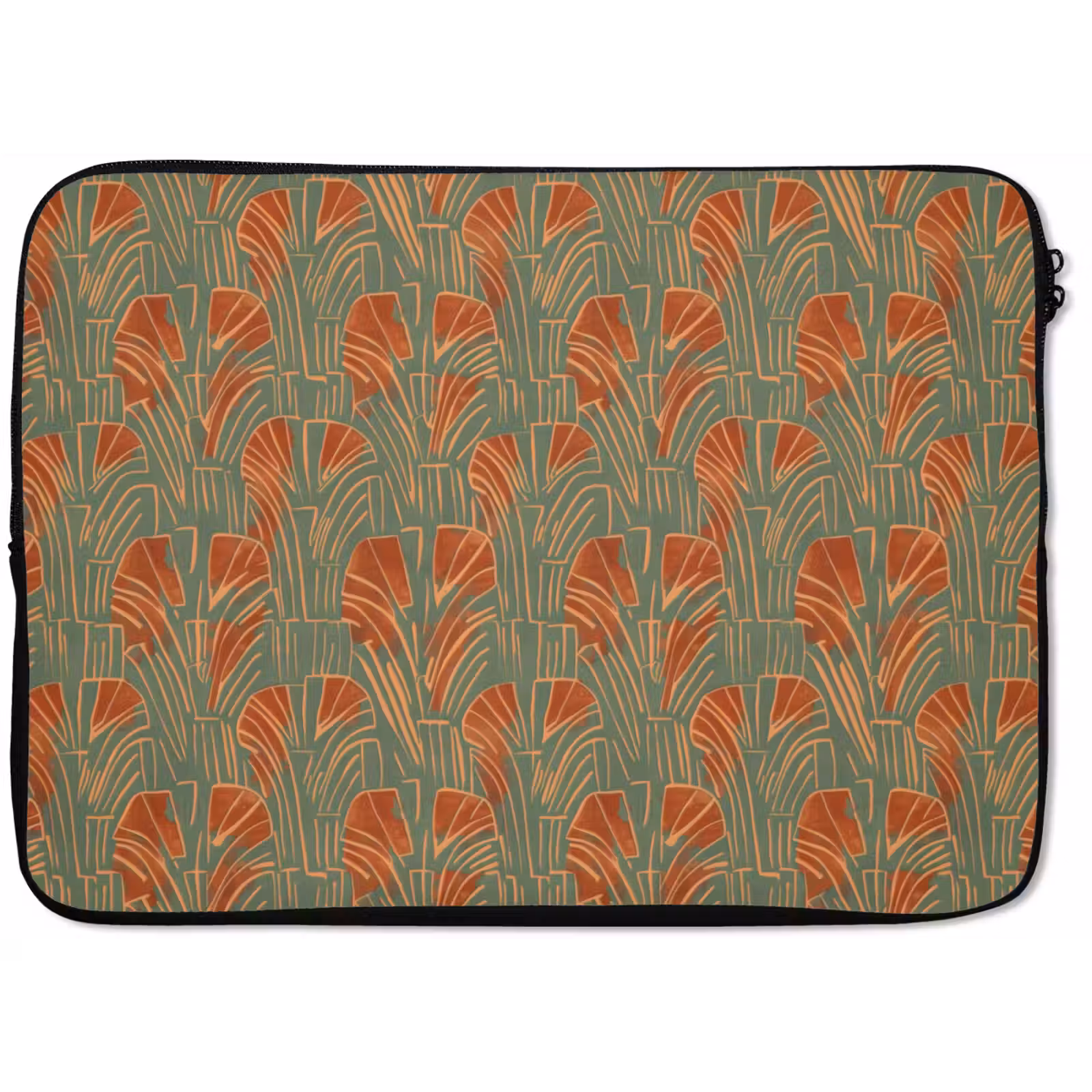 Laptop hülle - Grün – Terrakotta – Deko – Fächer — 1