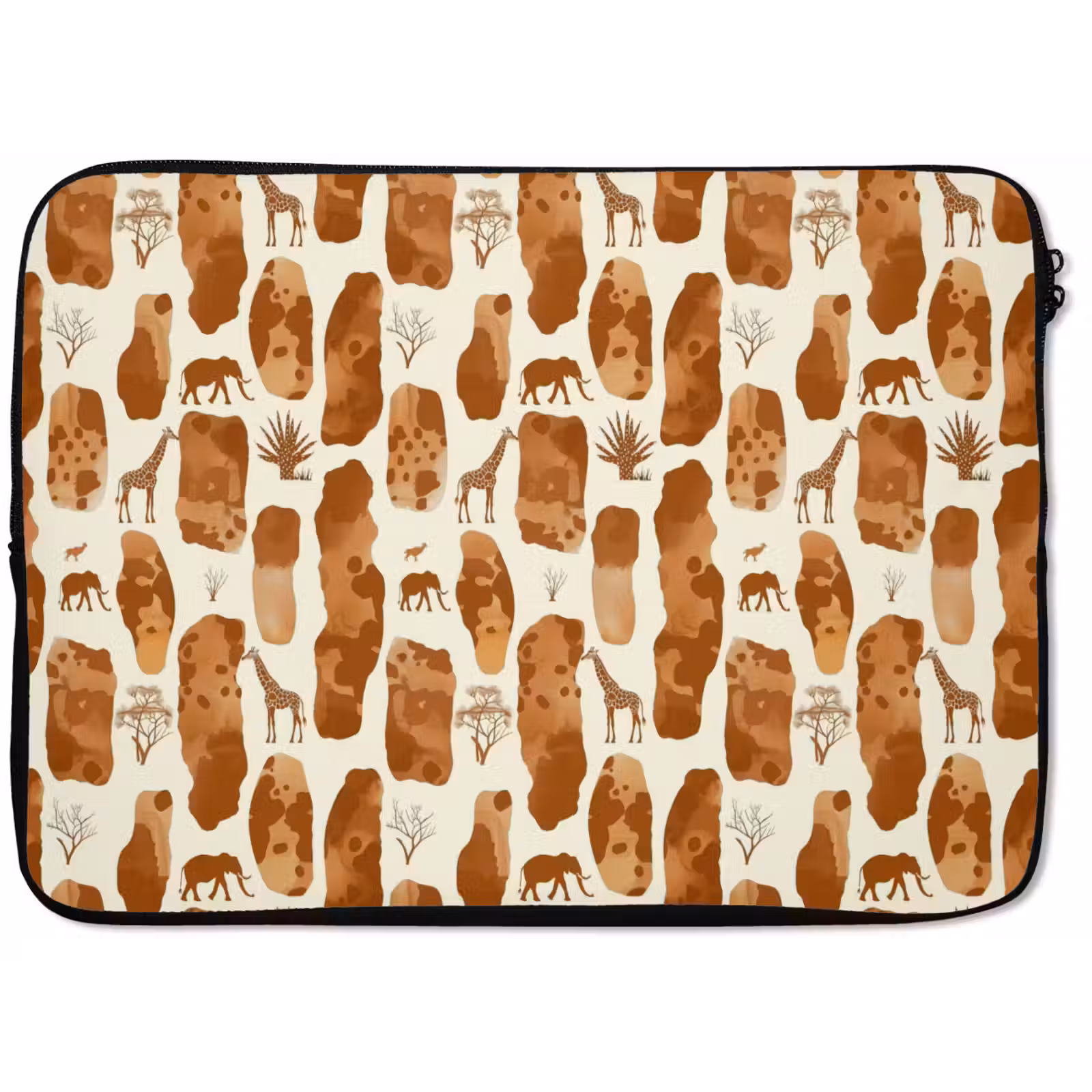 Laptop hülle - Terrakotta – Safari – Tiere – Muster — 1