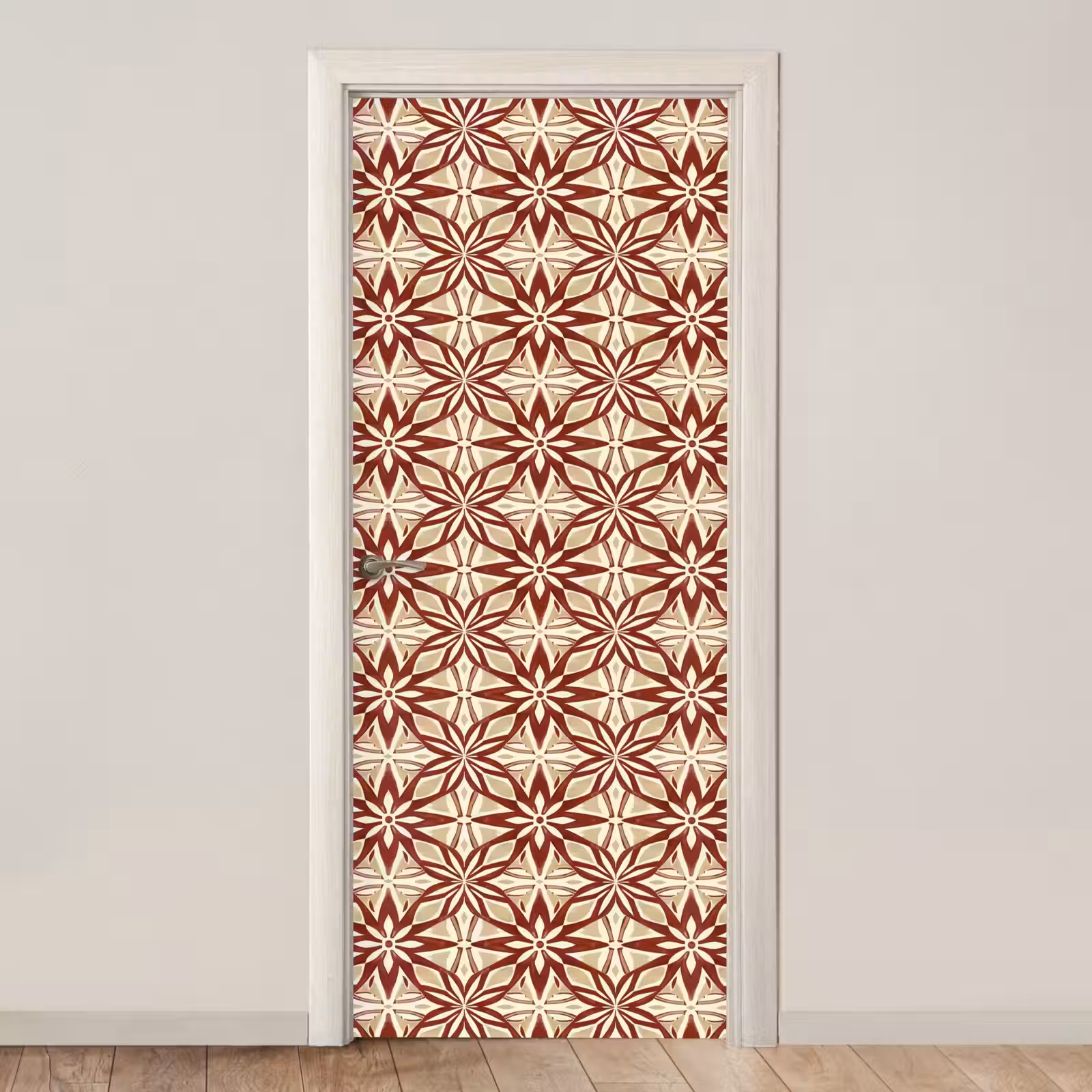 Türtapete - Bordeauxrot – Geometrisch – Fliese – Muster — 1