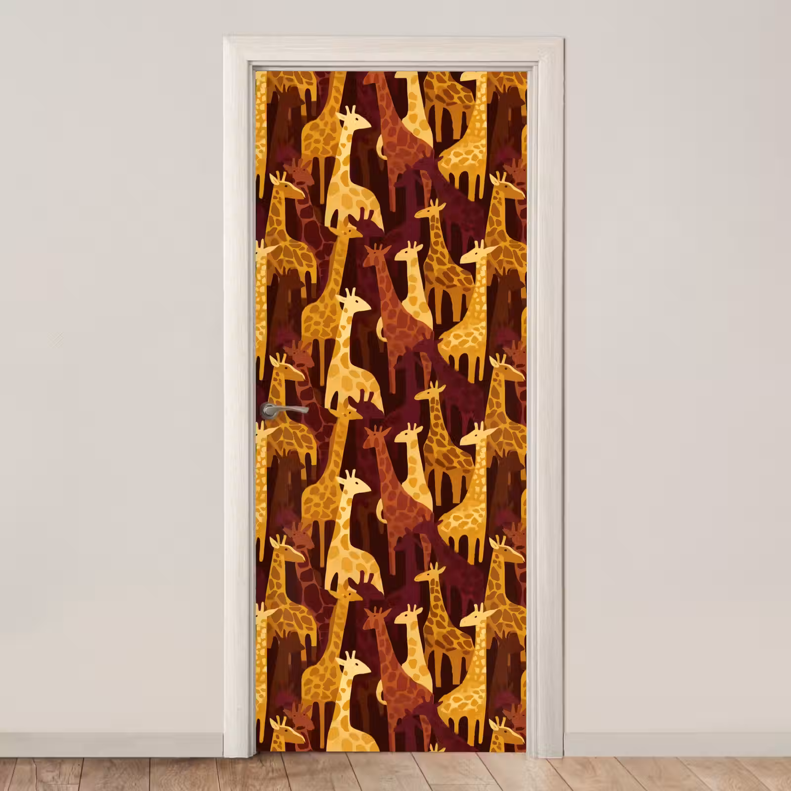 Türtapete - Braun – Giraffen – Safari – Muster — 1