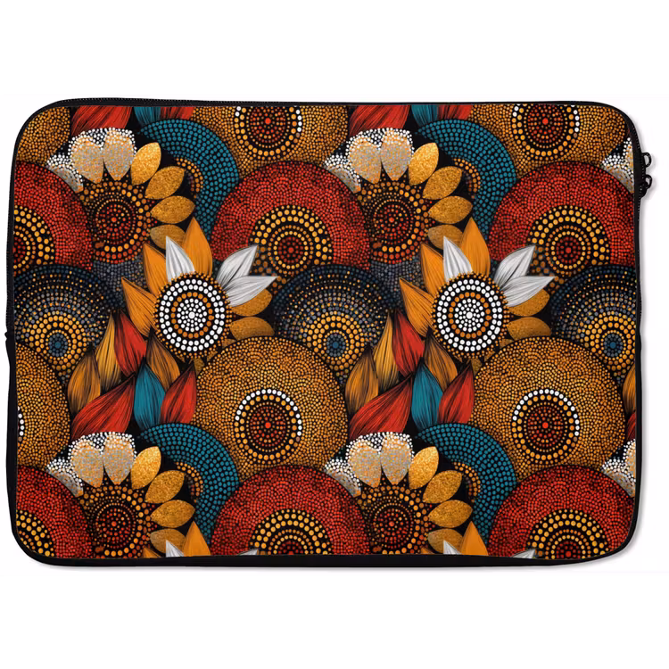 Laptop hülle - Farbenfroh – Aborigine – Punktmalerei – Botanisch – Muster — 1