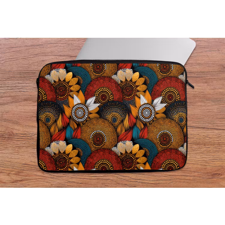 Laptop hülle - Farbenfroh – Aborigine – Punktmalerei – Botanisch – Muster — 2