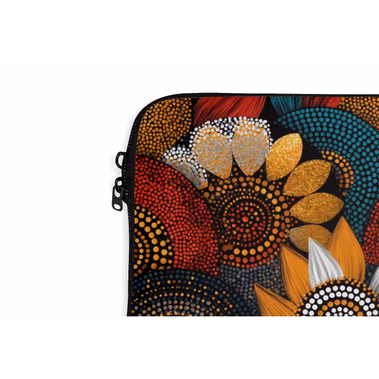 Laptop hülle - Farbenfroh – Aborigine – Punktmalerei – Botanisch – Muster — 5