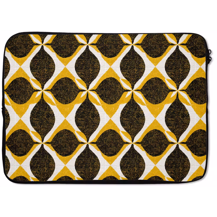 Laptop hülle - Gelb – Schwarz – Geometrisch – Retro – Struktur — 1