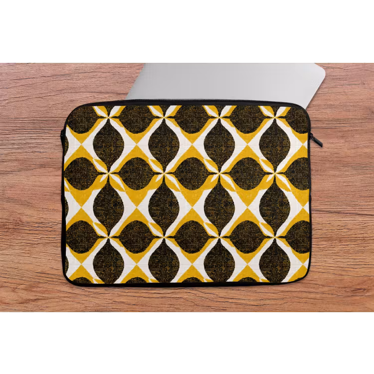 Laptop hülle - Gelb – Schwarz – Geometrisch – Retro – Struktur — 2