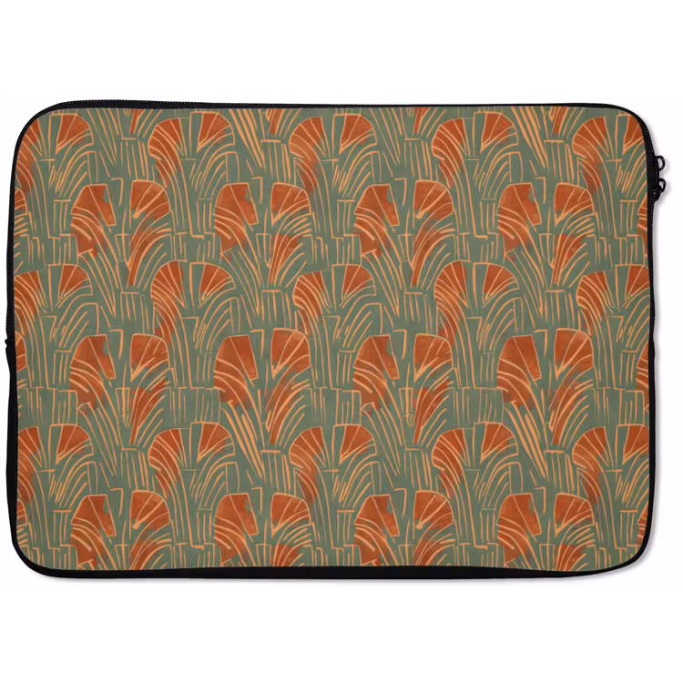 Laptop hülle - Grün – Terrakotta – Deko – Fächer — 1