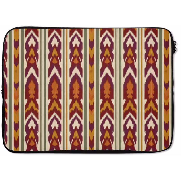 Laptop hülle - Ikat – Bordeauxrot – Ethno – Muster — 1