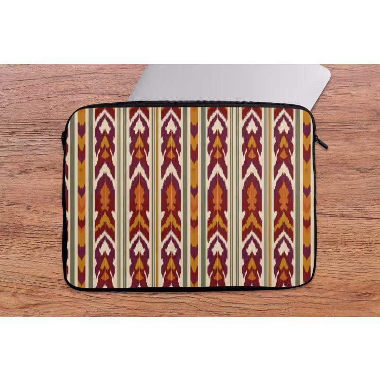 Laptop hülle - Ikat – Bordeauxrot – Ethno – Muster — 2