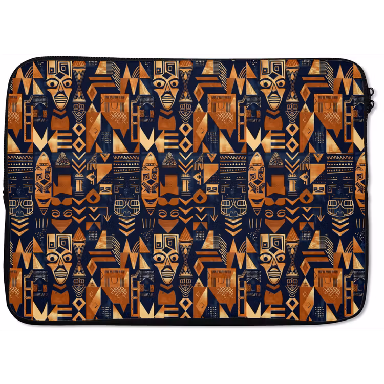 Laptop hülle - Nachtblau – Kupfer – Tribal – Masken — 1