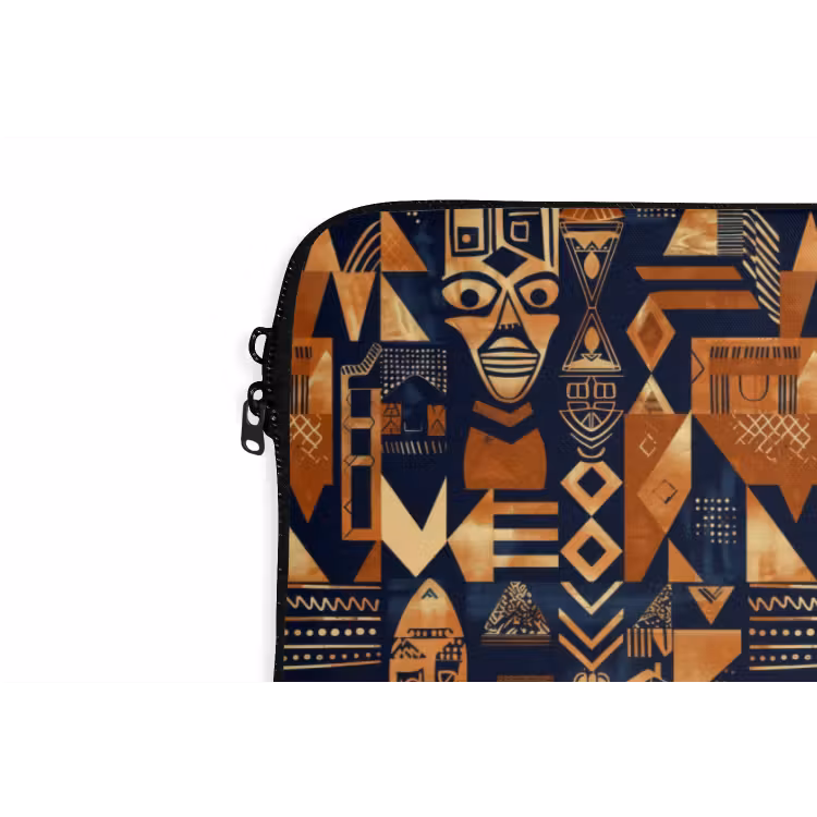 Laptop hülle - Nachtblau – Kupfer – Tribal – Masken — 5