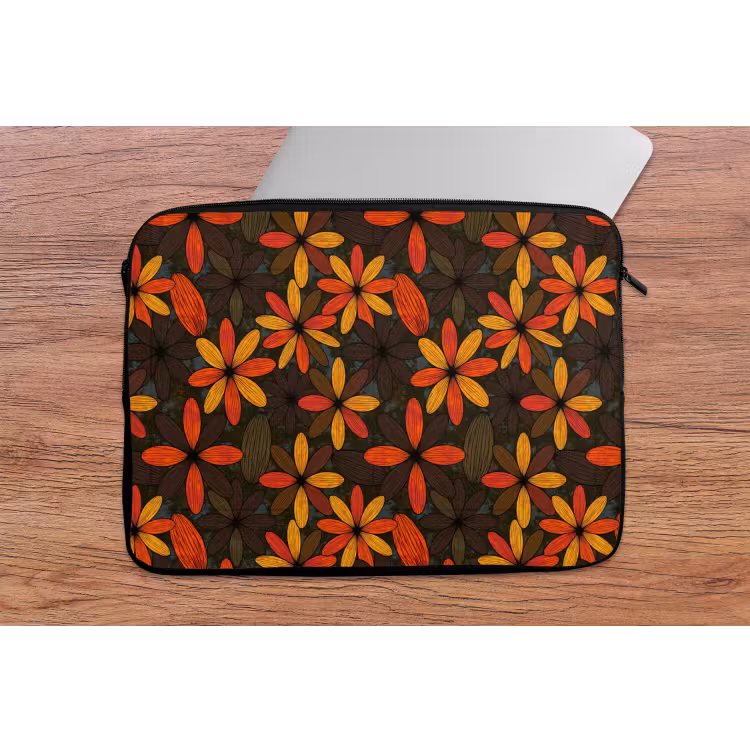Laptop hülle - Orange – Retro – Blumen – Herbst — 2