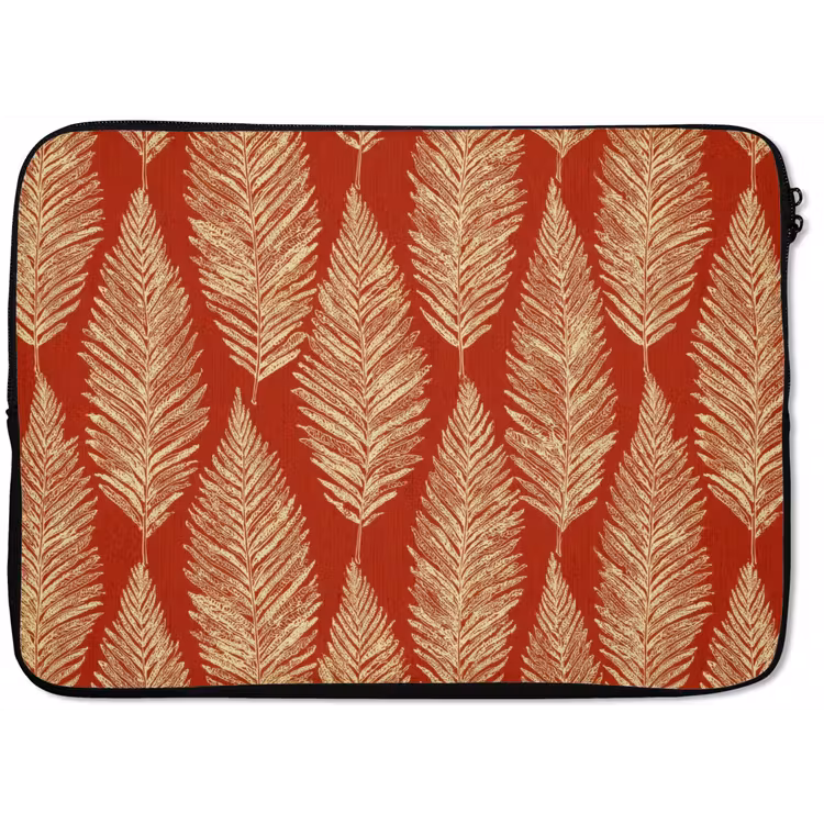 Laptop hülle - Rot – Botanisch – Farn – Muster — 1