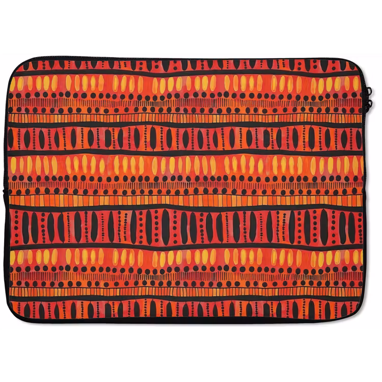 Laptop hülle - Rot – Orange – Ethnisch – Ausdrucksstark – Muster — 1