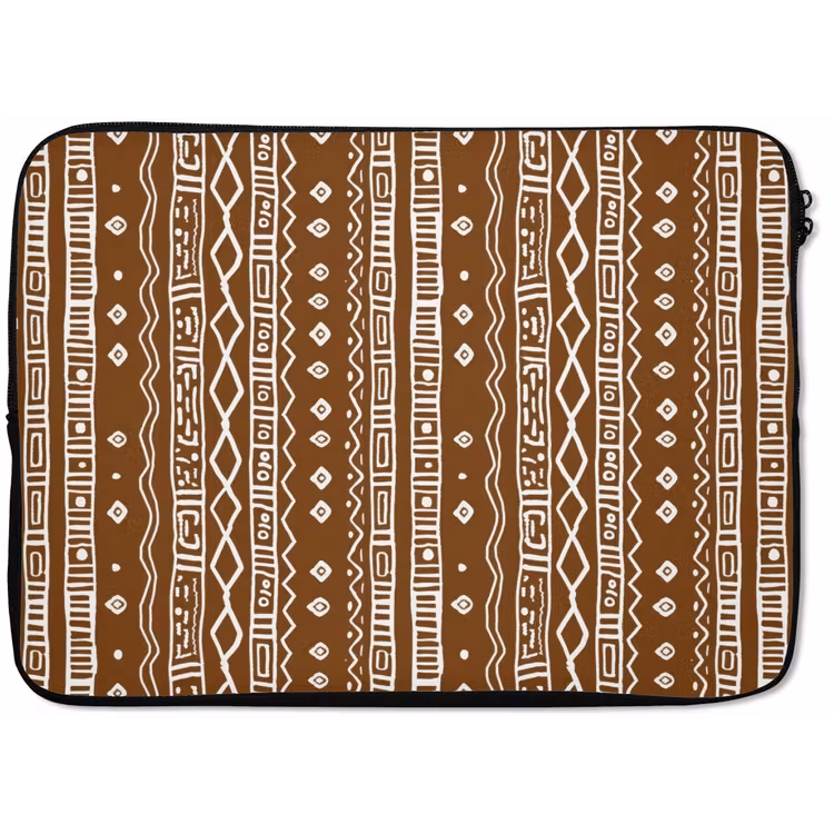 Laptop hülle - Schokoladenbraun – Ethno – Tribal – Muster — 1