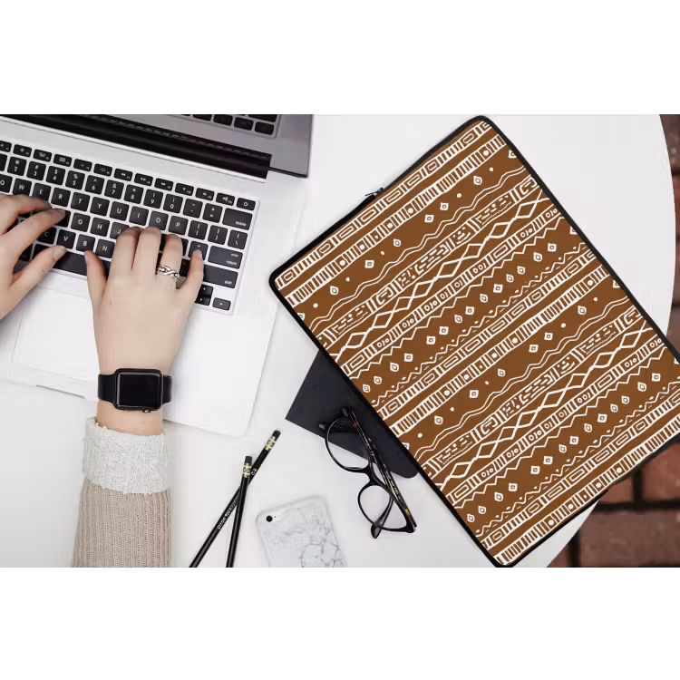 Laptop hülle - Schokoladenbraun – Ethno – Tribal – Muster — 3